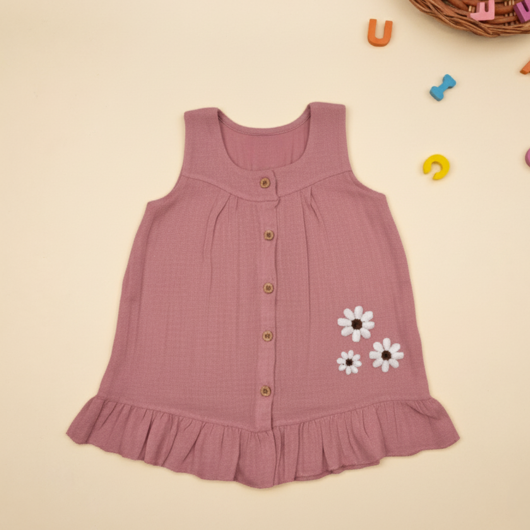 Little Leaf - Crinkled Muslin Sleeveless Frock