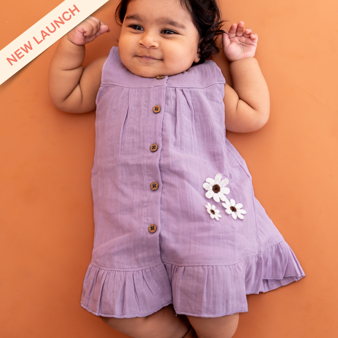 Blush Puff - Crinkled Muslin Sleeveless Frock