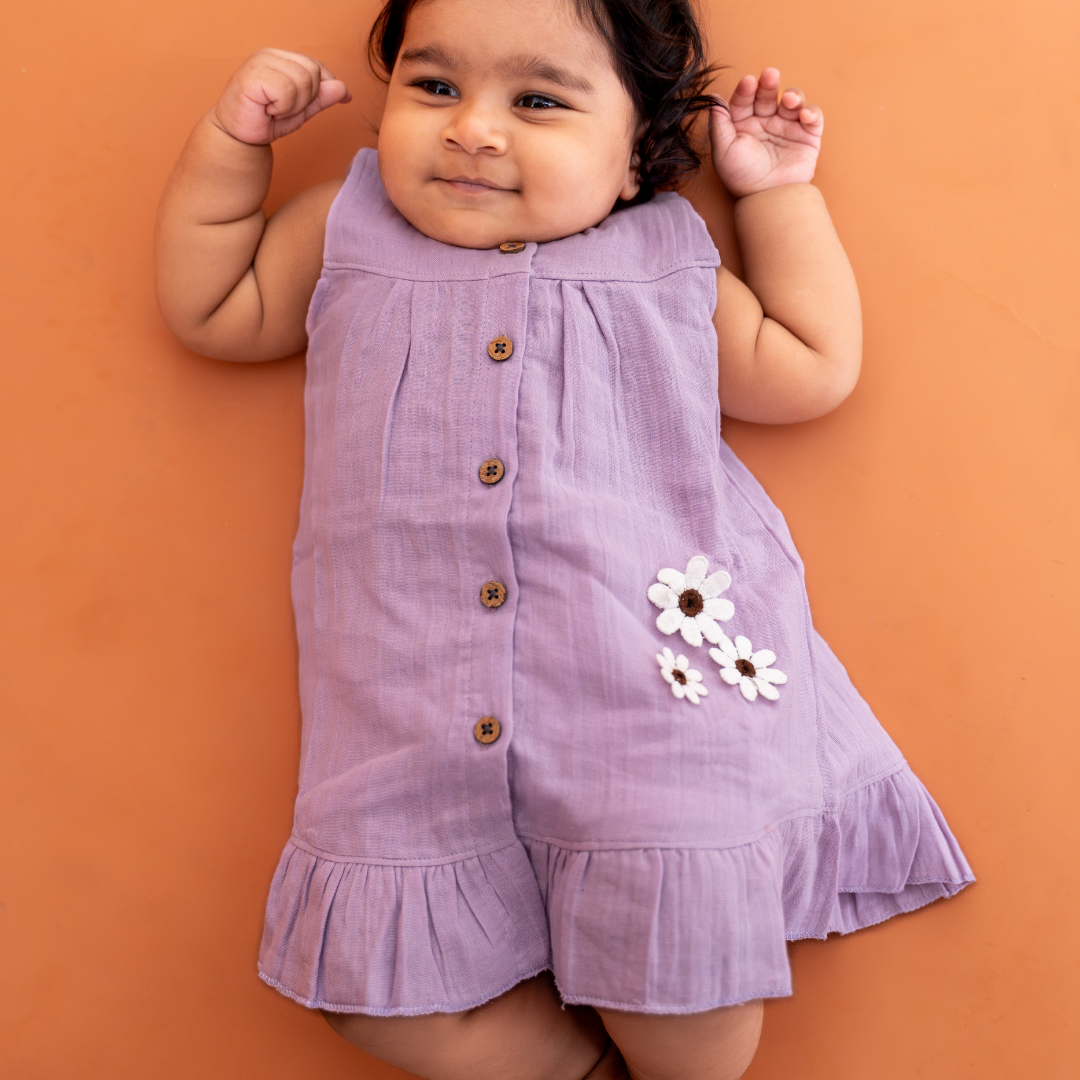 Blush Puff - Crinkled Muslin Sleeveless Frock