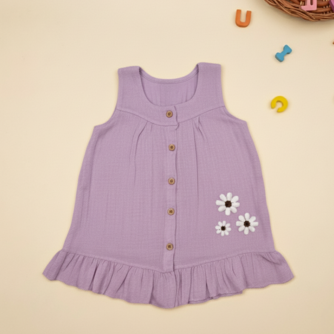 Little Leaf - Crinkled Muslin Sleeveless Frock