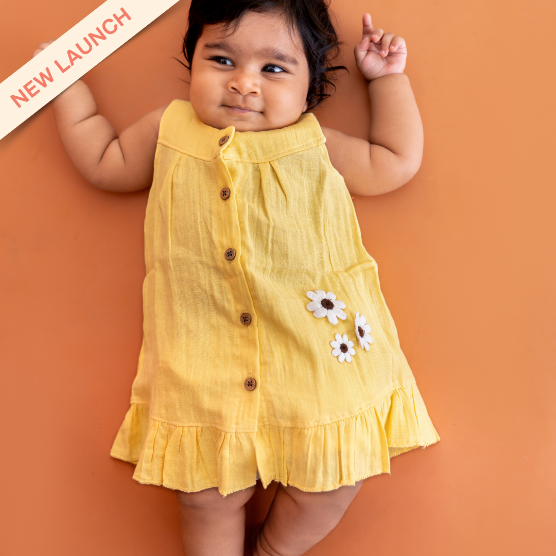 Caramello - Crinkled Muslin Sleeveless Frock