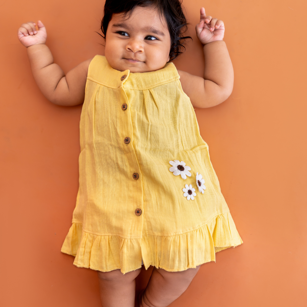 Caramello - Crinkled Muslin Sleeveless Frock