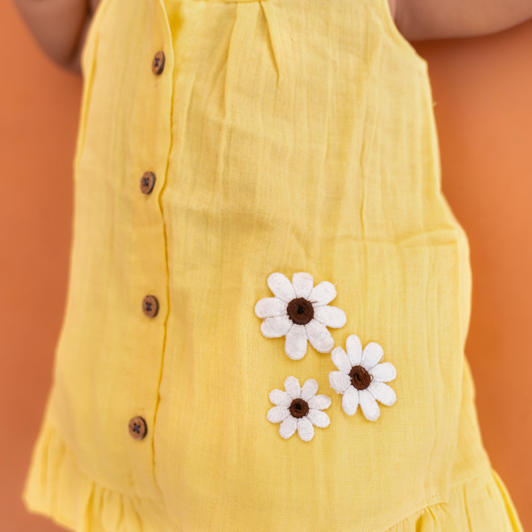 Little Leaf - Crinkled Muslin Sleeveless Frock
