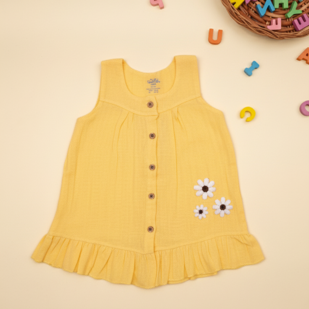 Little Leaf - Crinkled Muslin Sleeveless Frock
