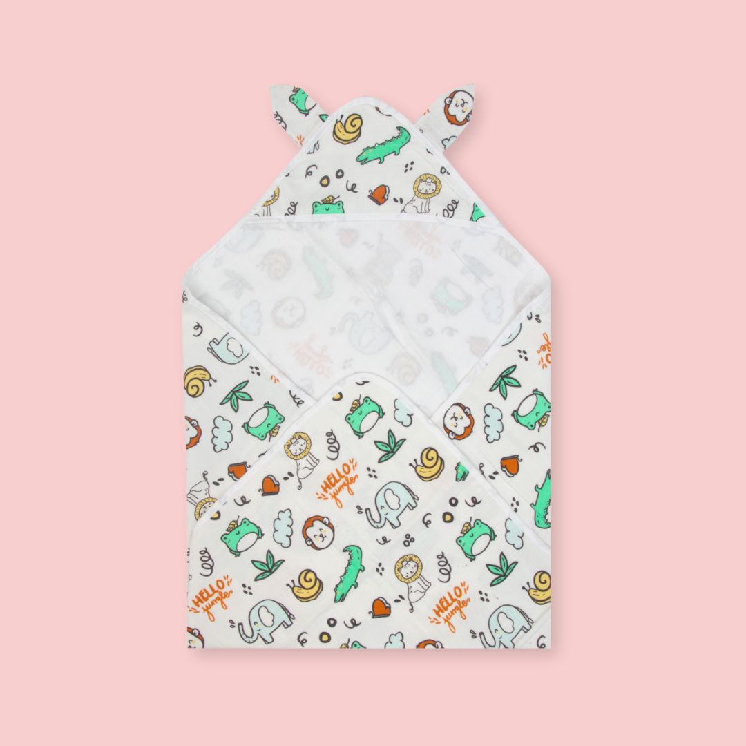 Zoodle Blocks - Muslin Hooded Towels for Babies and Kids