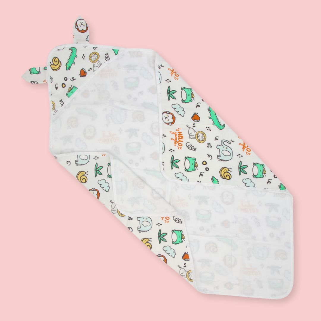 Zoodle Blocks - Muslin Hooded Towels for Babies and Kids