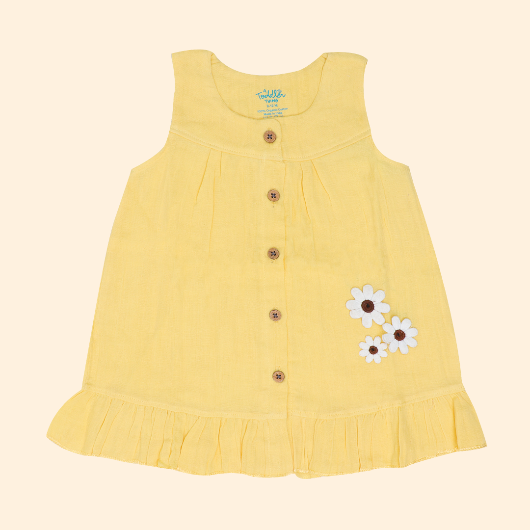 Little Leaf - Crinkled Muslin Sleeveless Frock