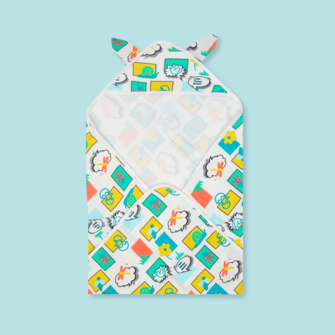 Zoodle Blocks - Muslin Hooded Towels for Babies and Kids
