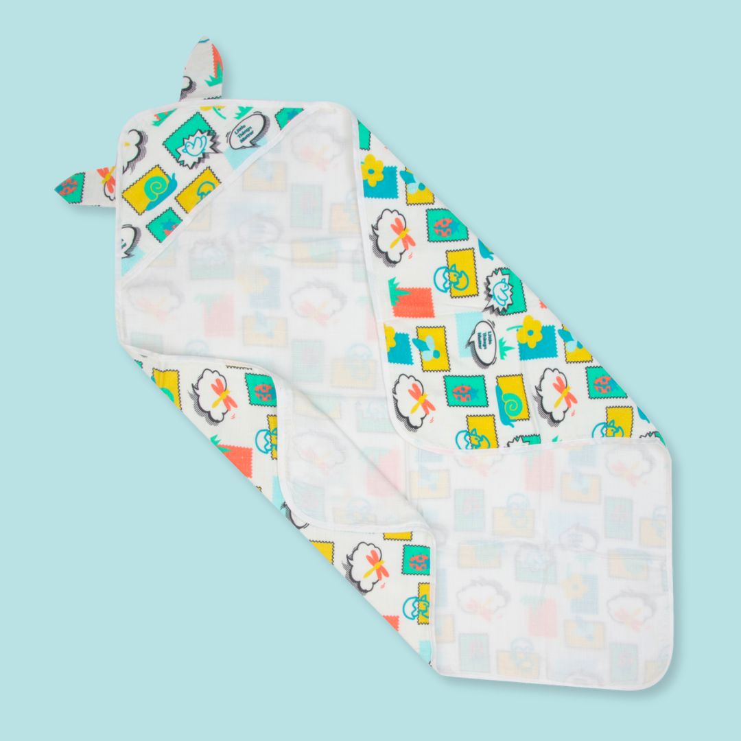 Zoodle Blocks - Muslin Hooded Towels for Babies and Kids
