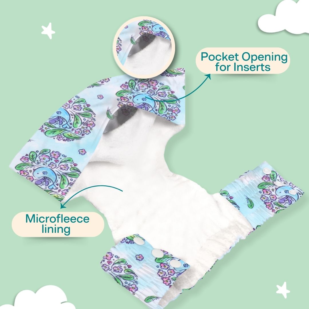Indigo - Newborn Cloth Diaper 2.0 with 1 cotton Insert (2 kg - 5 kg)