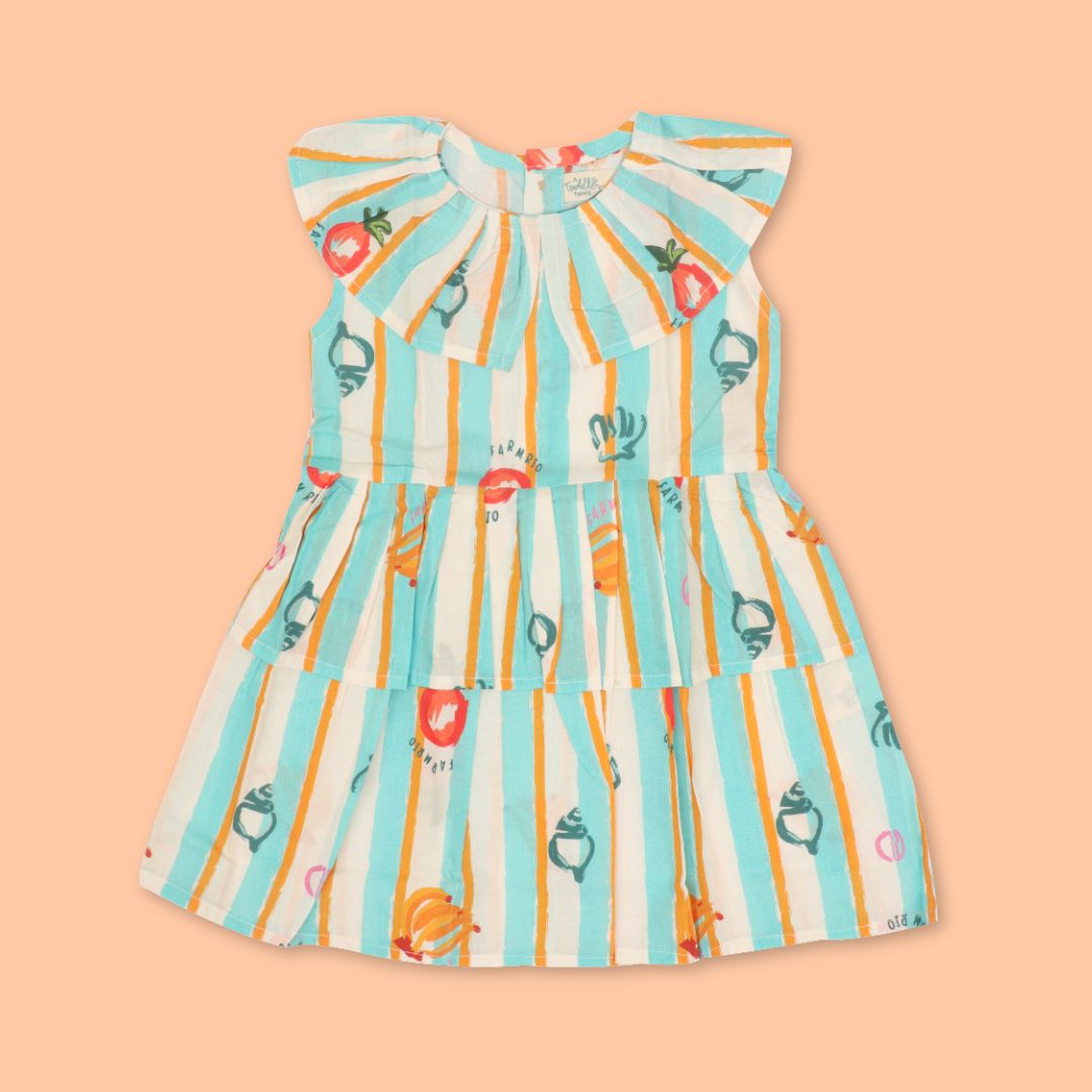 Breezy Leaf - Mulmul Cotton Frill Frock
