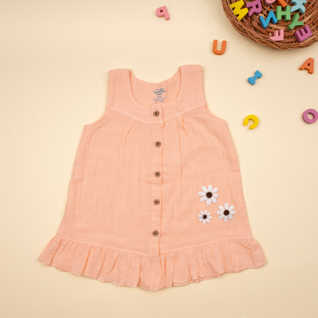 Little Leaf - Crinkled Muslin Sleeveless Frock