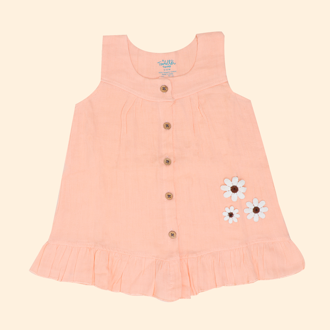 Little Leaf - Crinkled Muslin Sleeveless Frock