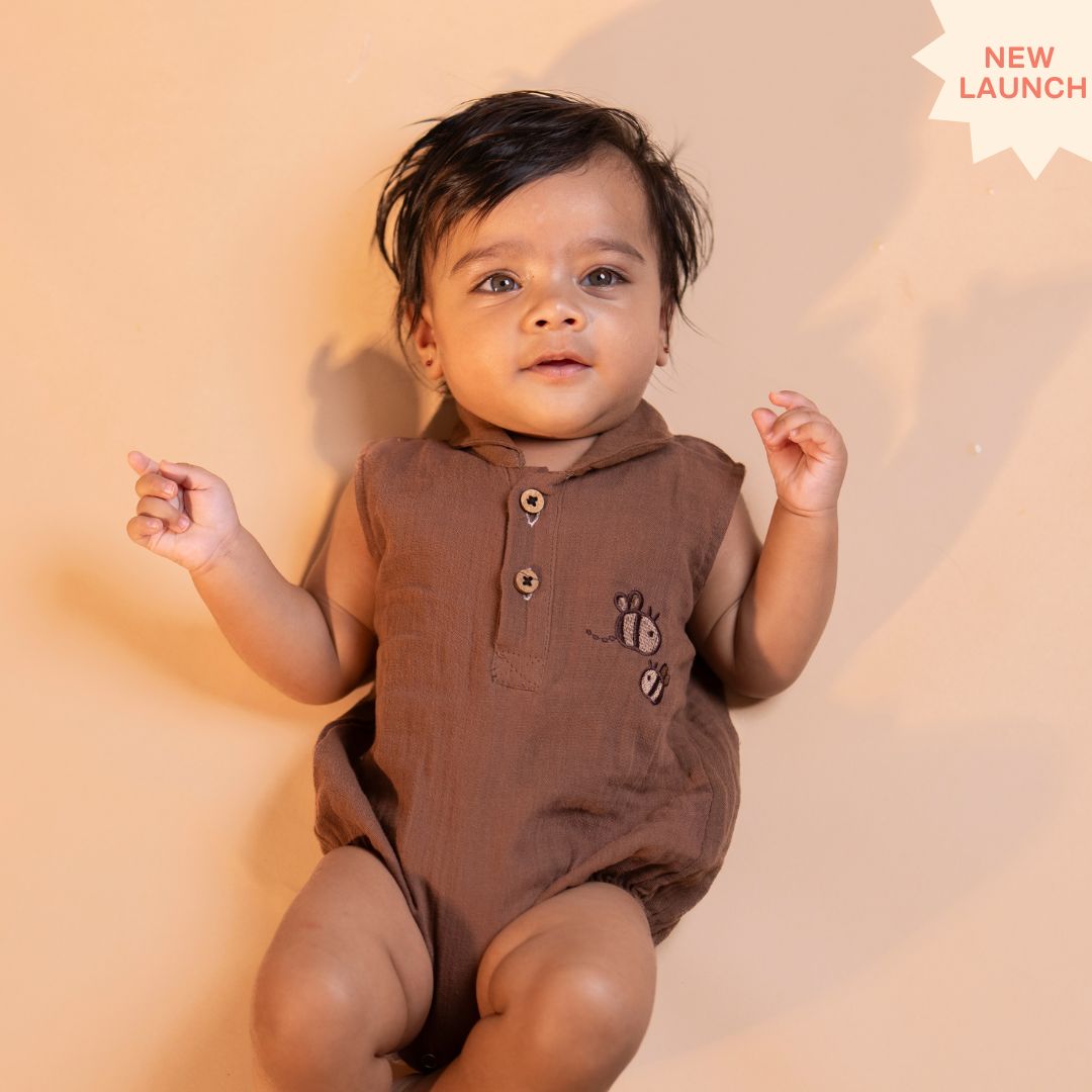 Cinnamon - Muslin Bee Romper for Babies