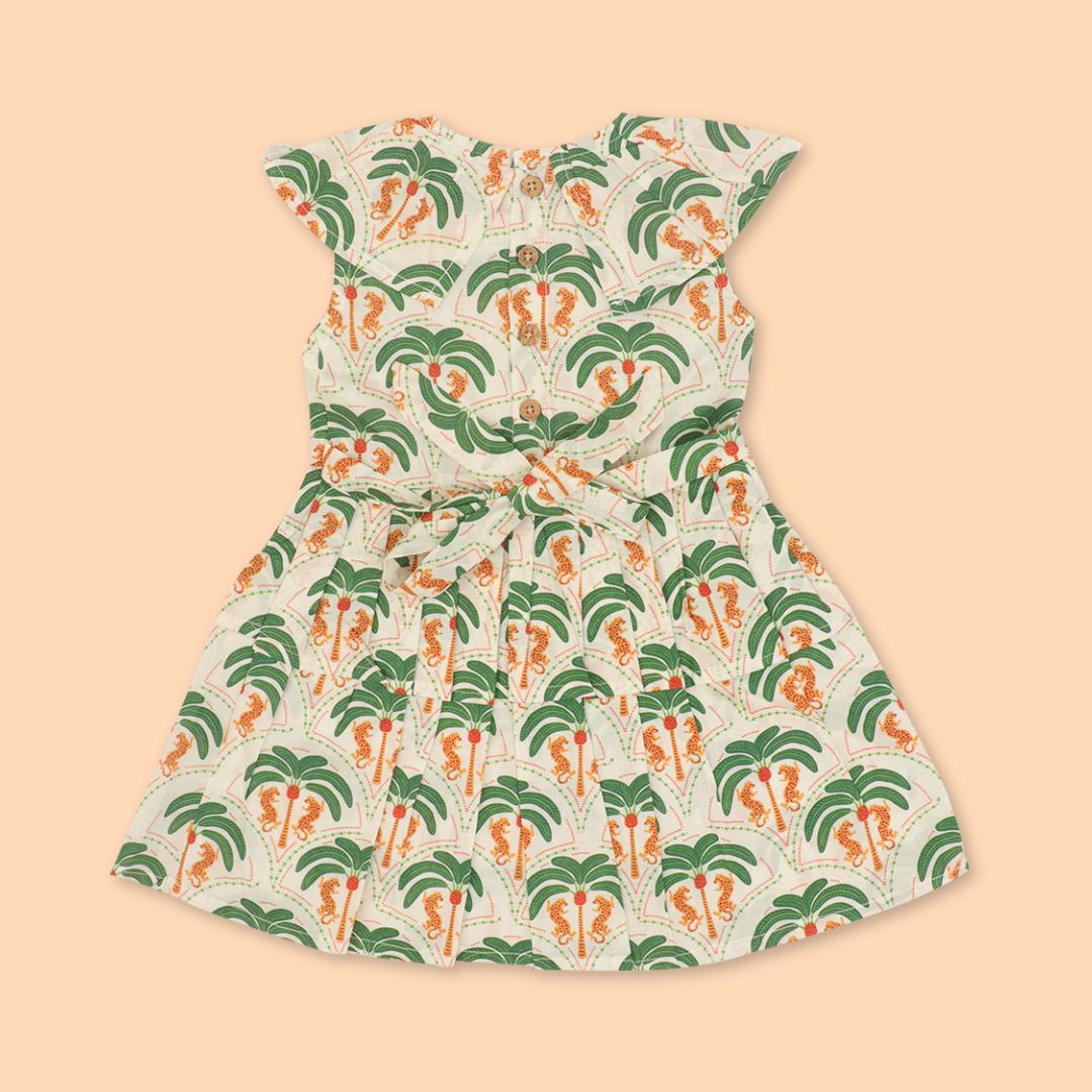 Breezy Leaf - Mulmul Cotton Frill Frock