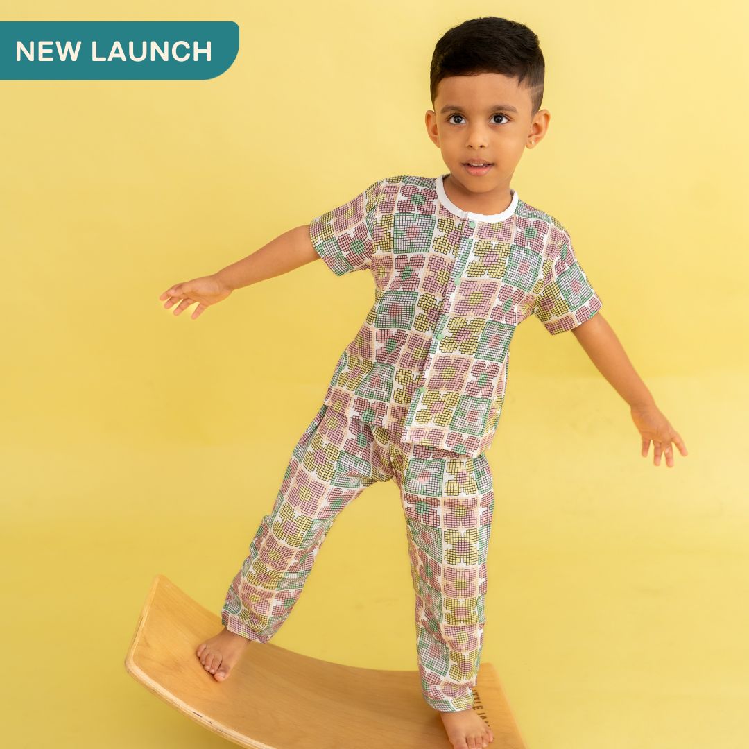 Flora Pixels - Muslin Sleep Suit for babies and kids (Unisex)