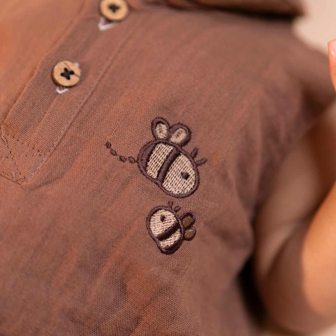 Cinnamon - Muslin Bee Romper for Babies