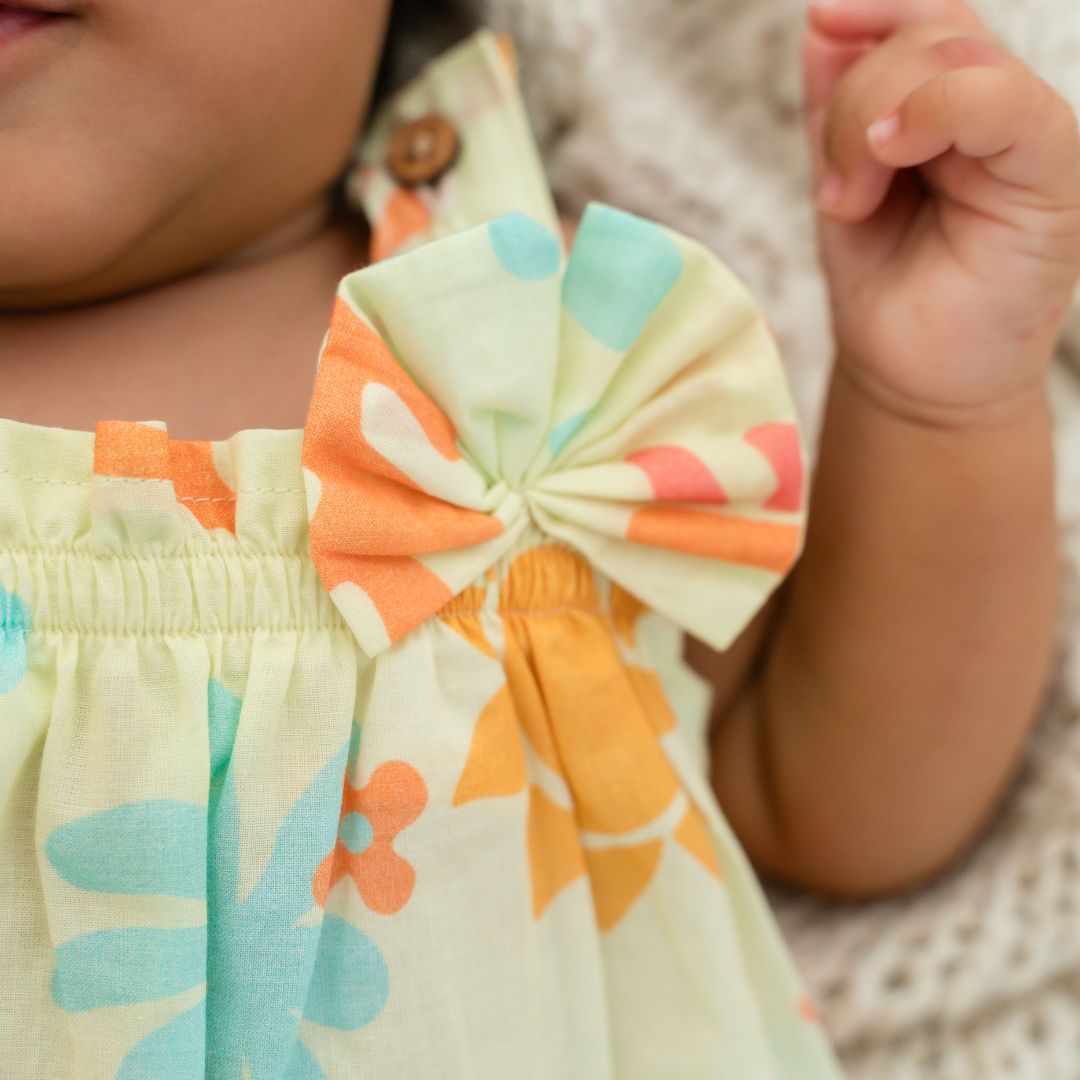 SunWave - Mulmul Cotton Sleeveless Bow Frock Pack of 2