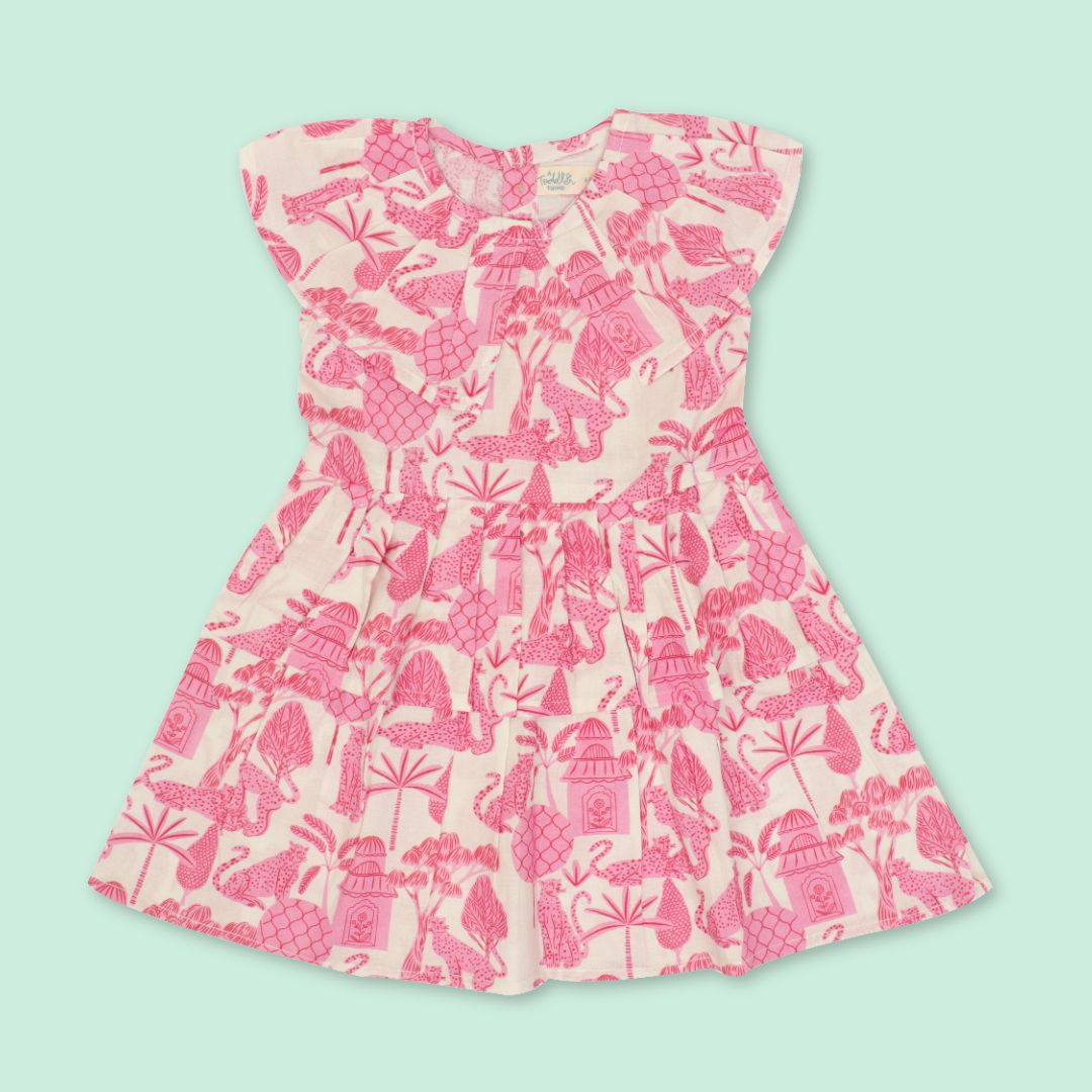 Breezy Leaf - Mulmul Cotton Frill Frock