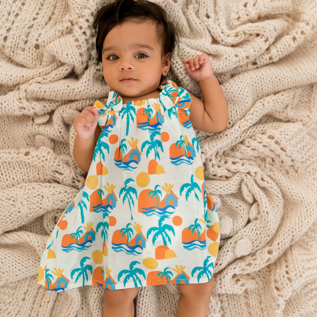 Lil' Paradise - Mulmul Cotton Sleeveless Bow Frock