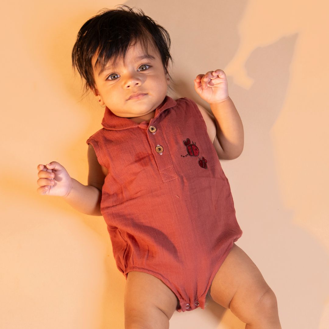 Cinnamon - Muslin Bee Romper for Babies