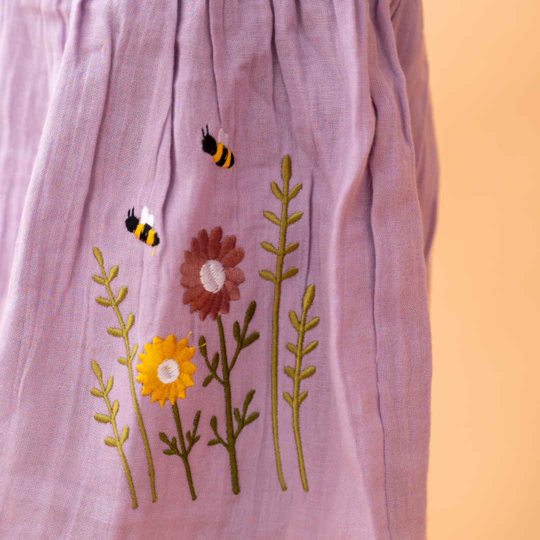 Peach Mist - Crinkled Muslin Frill Frock
