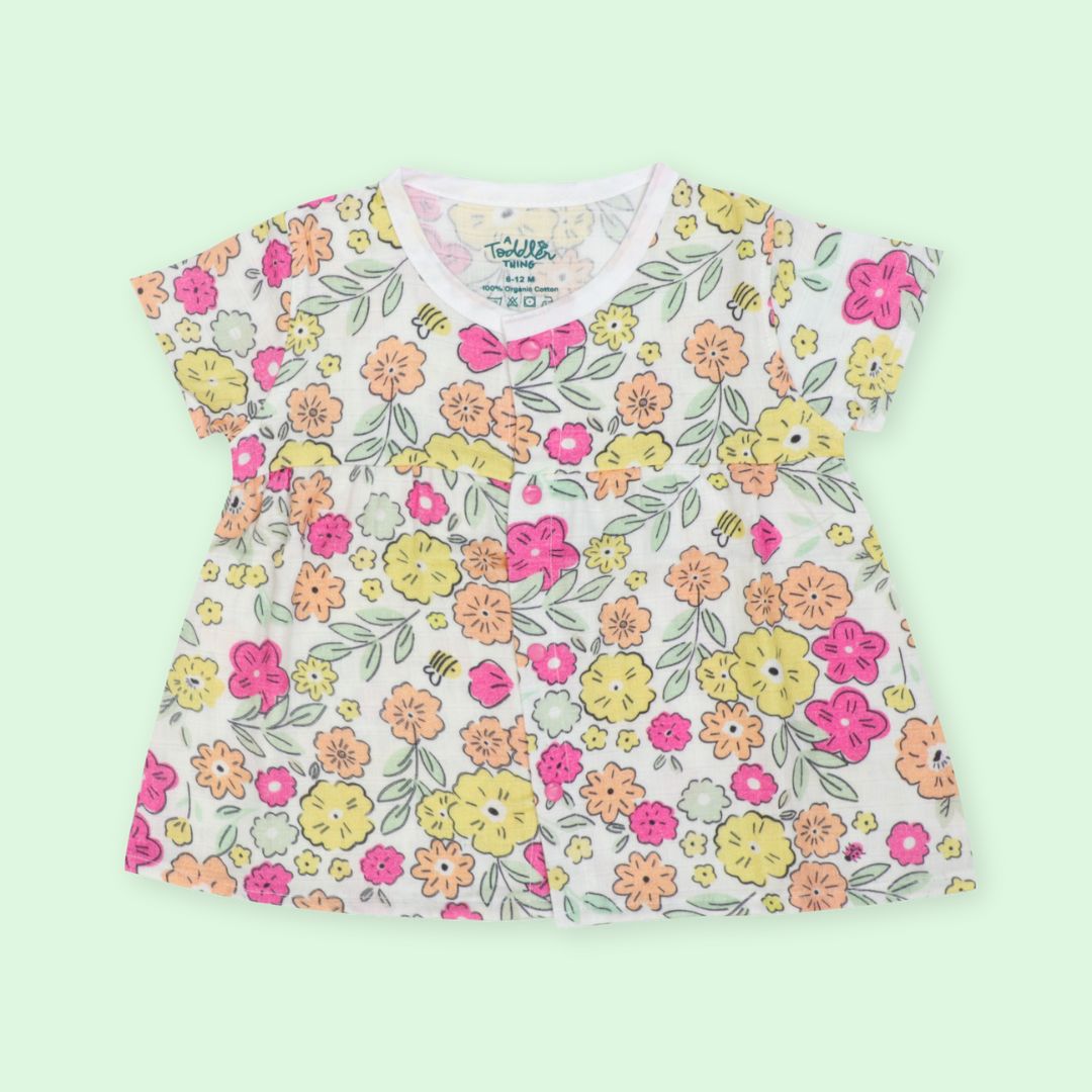 Flora Pixels - Muslin Button Frock