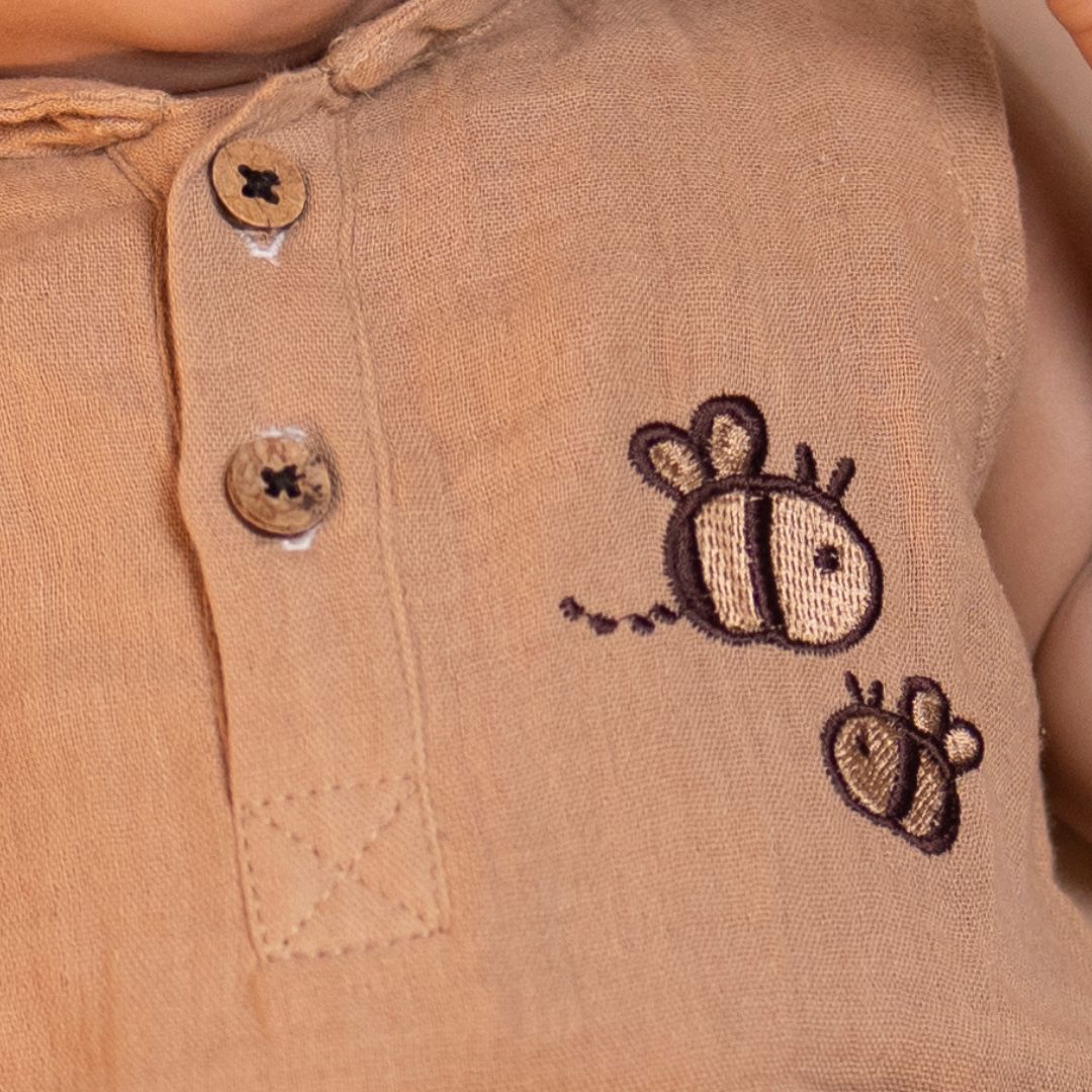 Cinnamon - Muslin Bee Romper for Babies