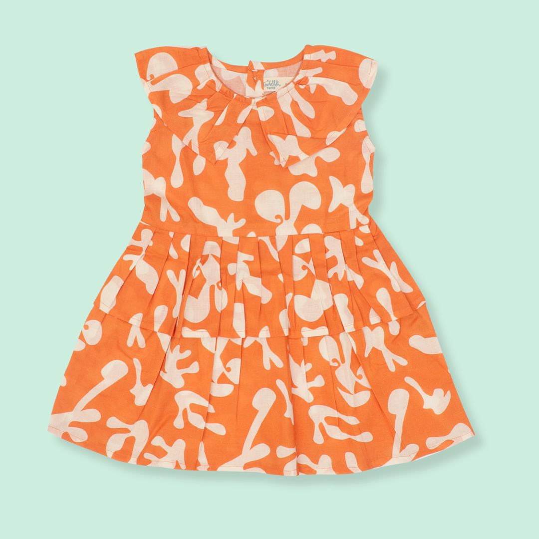 Breezy Leaf - Mulmul Cotton Frill Frock
