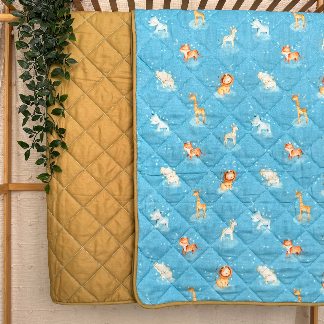Galactic Zoo - Muslin Quilt for newborn babies to 5 years