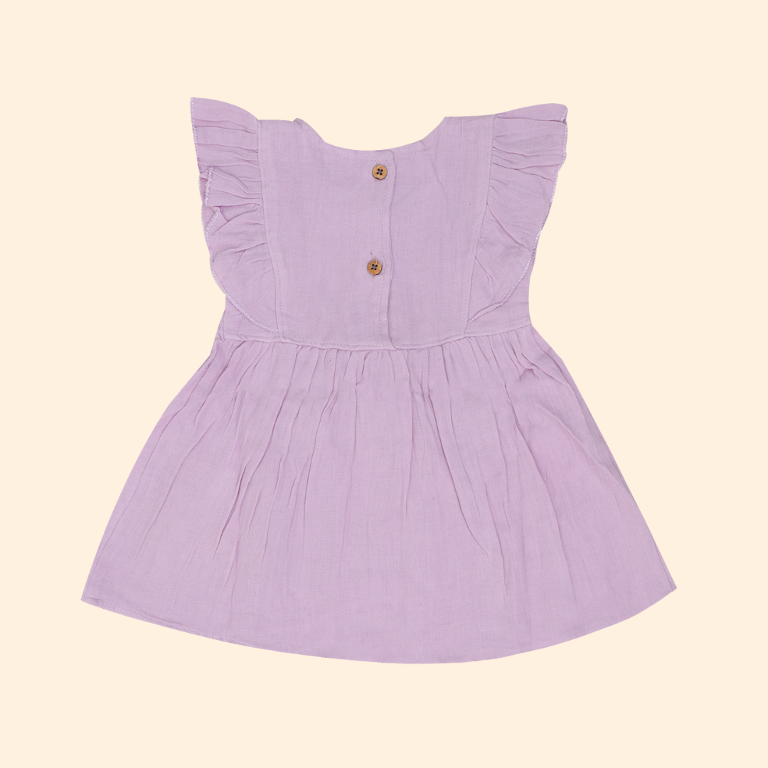 Peach Mist - Crinkled Muslin Frill Frock