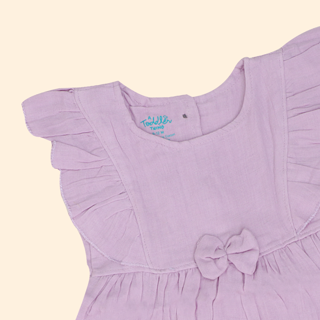 Peach Mist - Crinkled Muslin Frill Frock