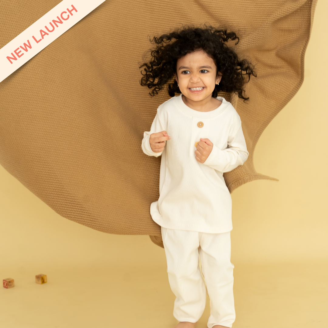 Cookie & Cream - Ribbed Modal Full Sleeve Top and Pant