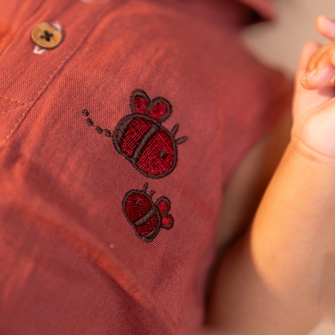 Cinnamon - Muslin Bee Romper for Babies