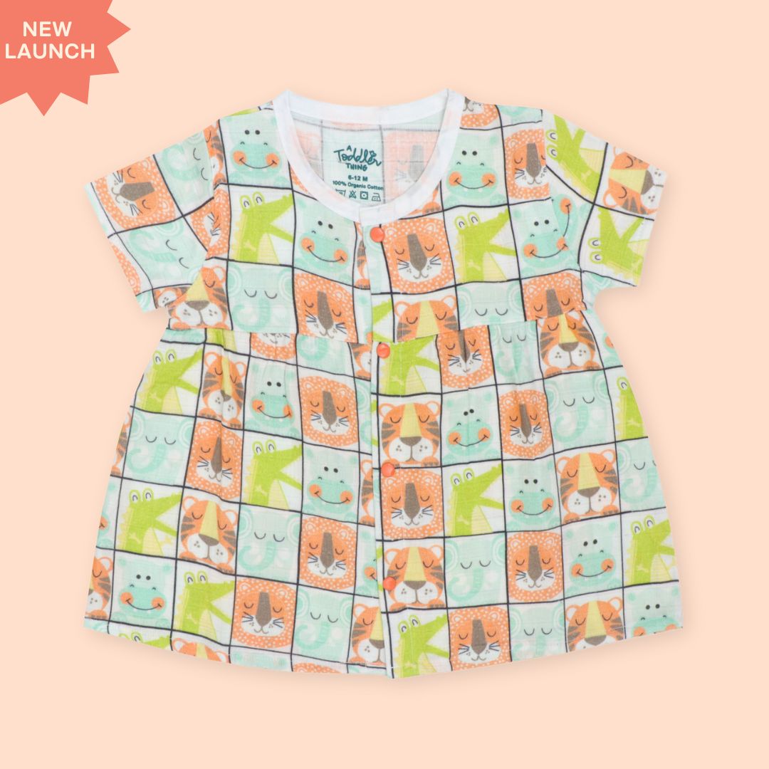 Flora Pixels - Muslin Button Frock