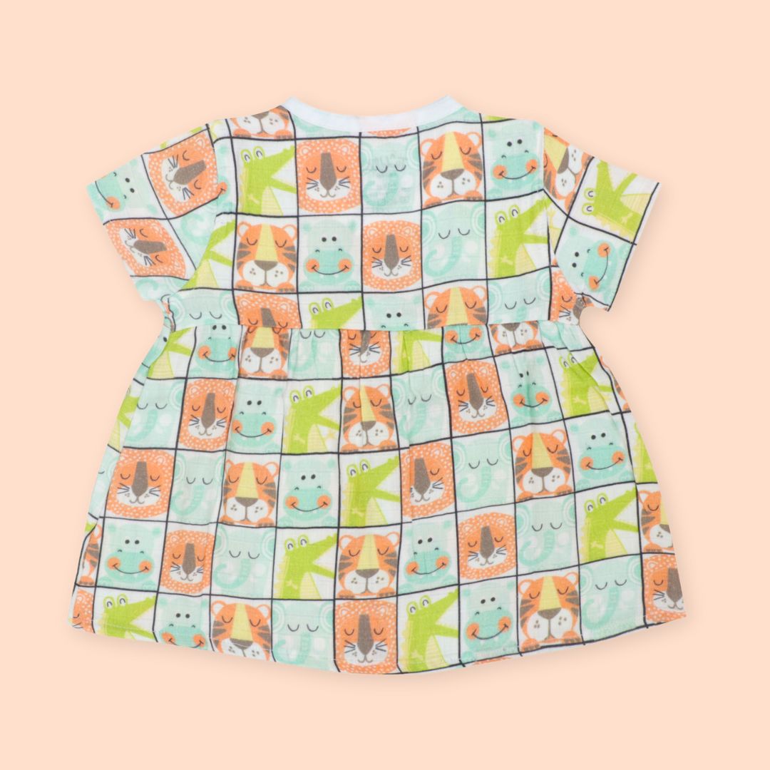Lil Zoo Box - Muslin Button Frock - Pack of 3
