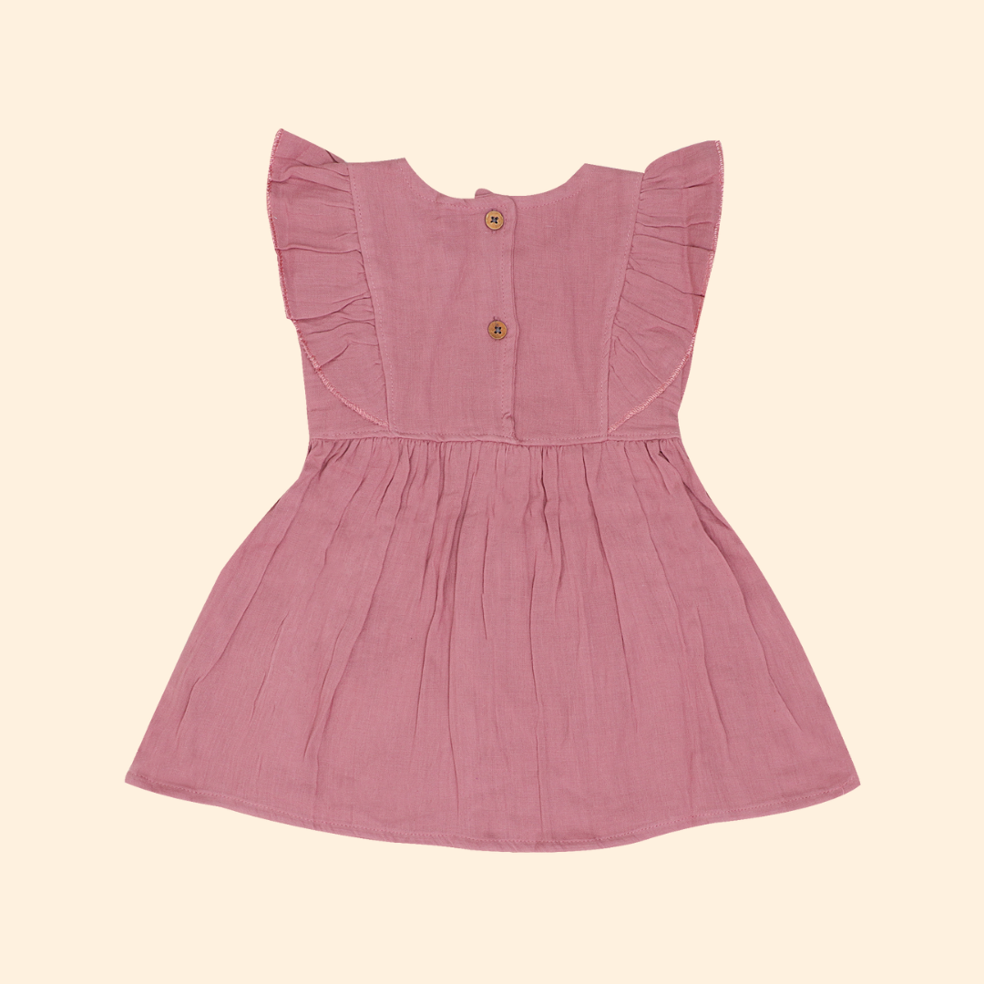 Peach Mist - Crinkled Muslin Frill Frock