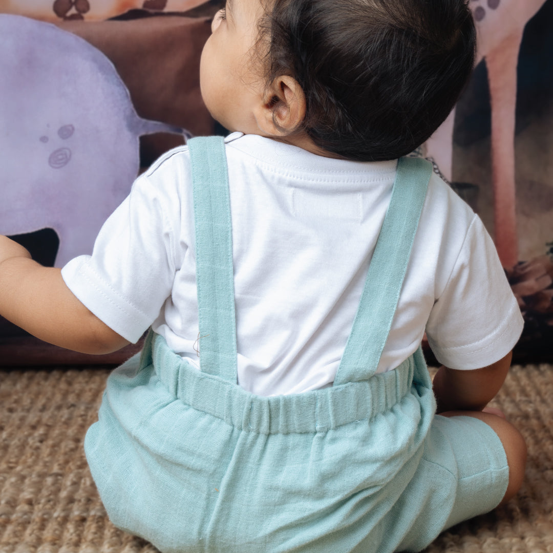 Muslin Frill Dungarees for Baby Girls