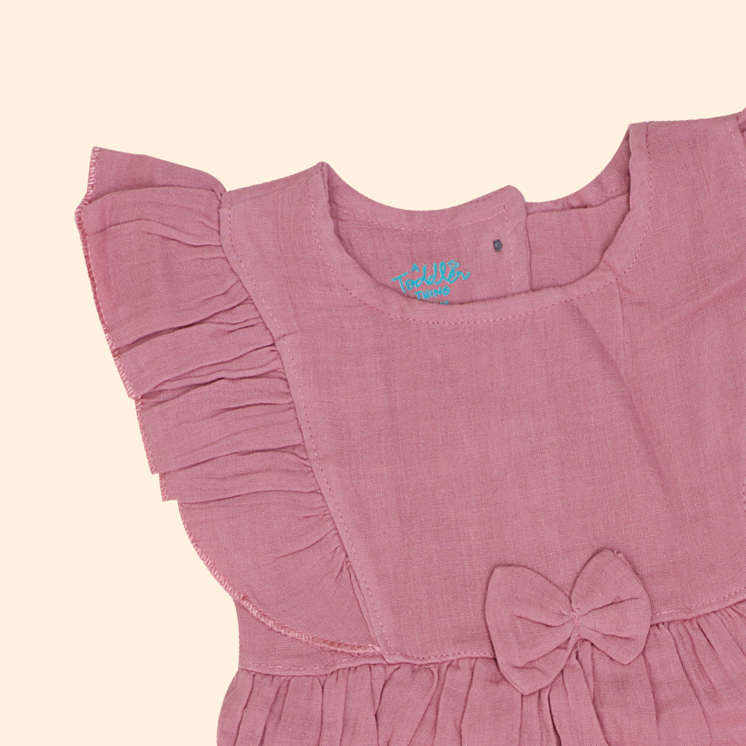 Peach Mist - Crinkled Muslin Frill Frock