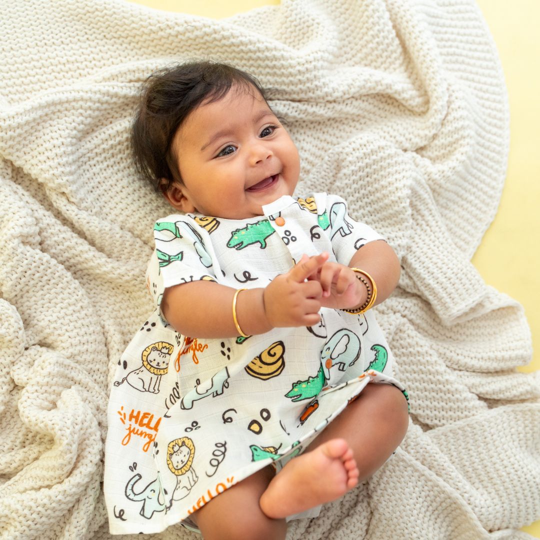 Lil Zoo Box - Muslin Button Frock - Pack of 3