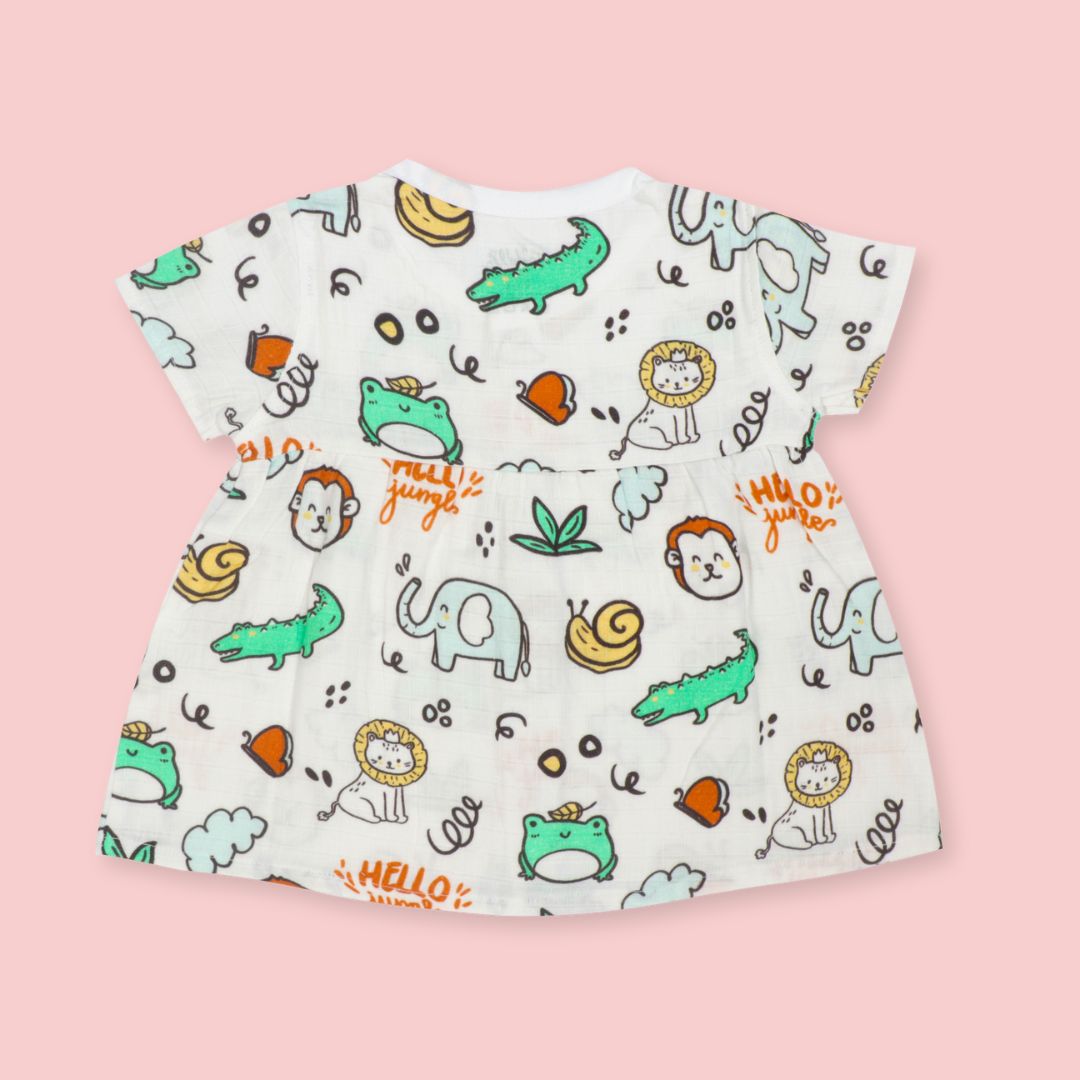Lil Zoo Box - Muslin Button Frock - Pack of 3