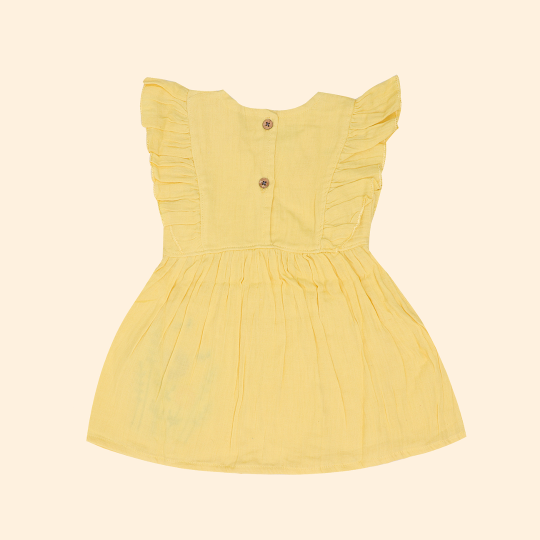 Little Leaf - Crinkled Muslin Frill Frock