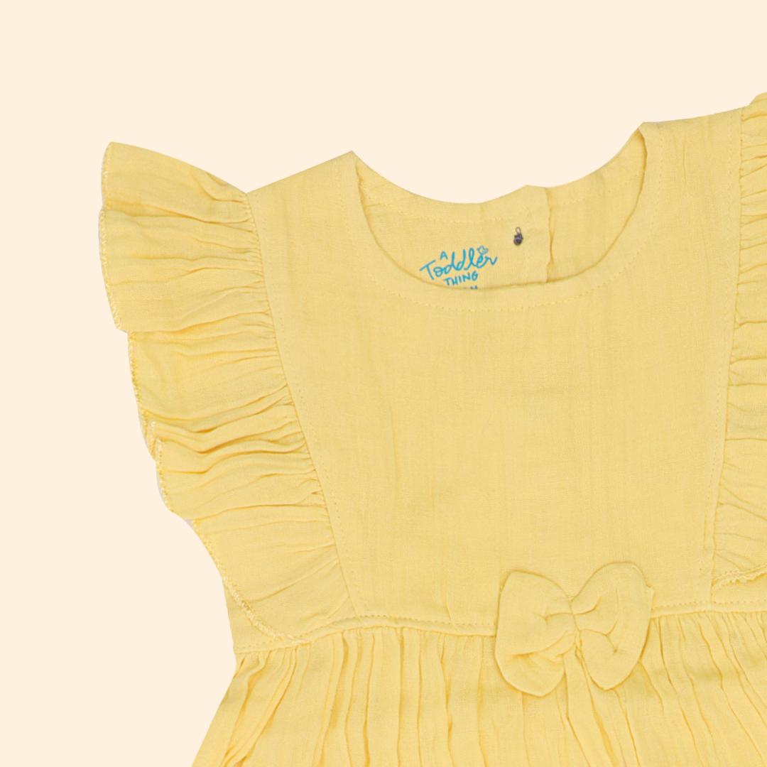 Little Leaf - Crinkled Muslin Frill Frock