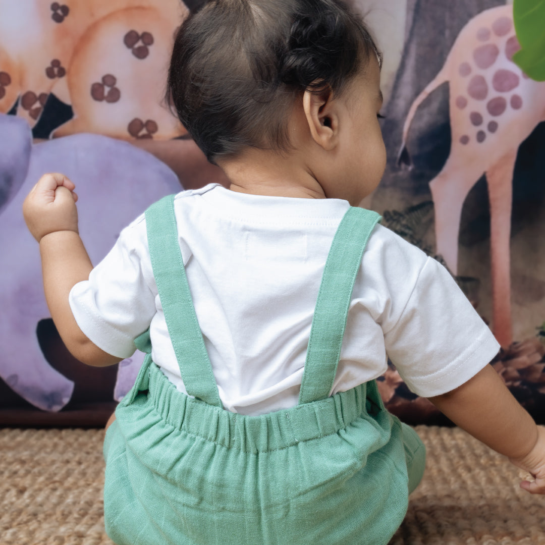 Muslin Frill Dungarees for Baby Girls
