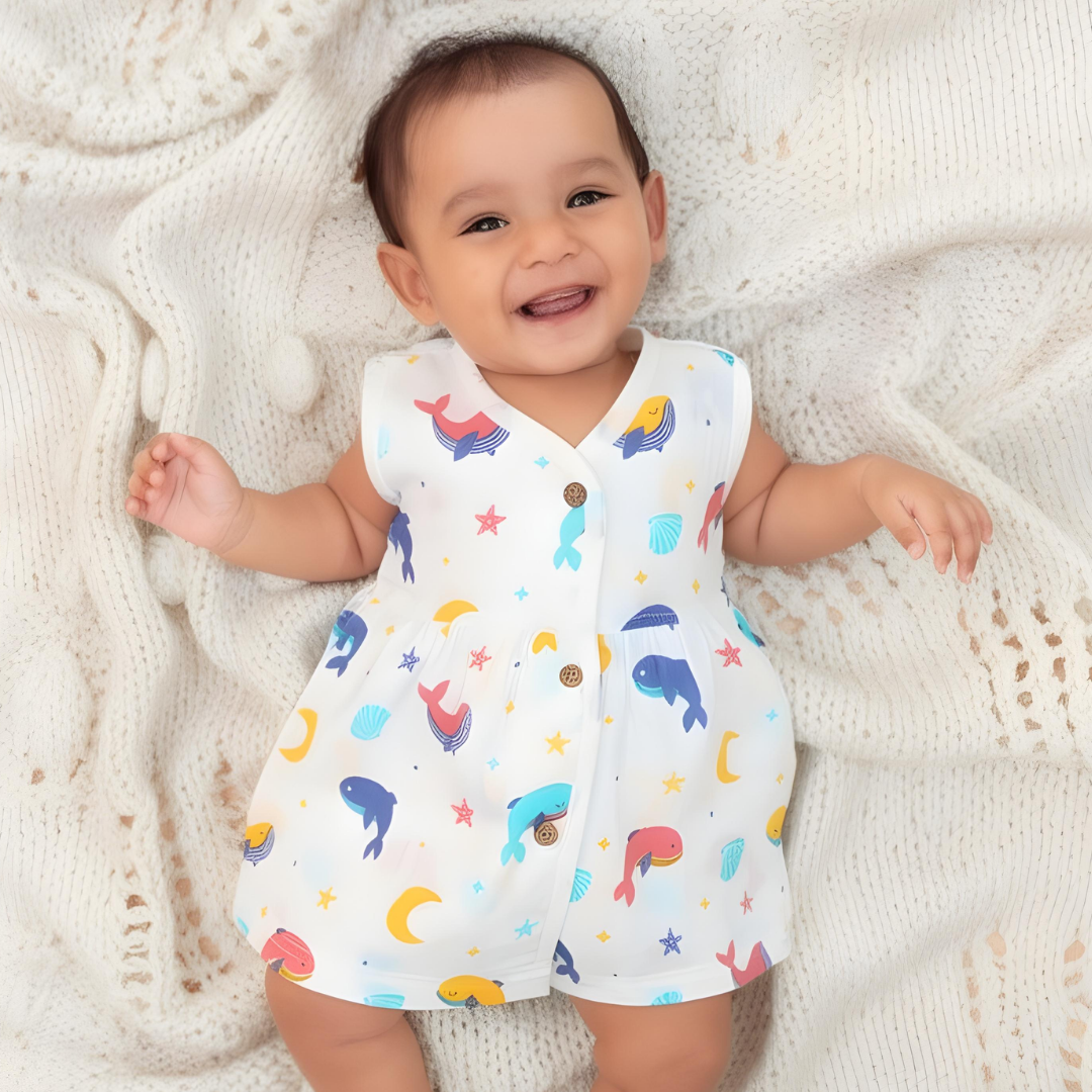 Juicy Fins - Muslin V neck Sleeveless Frock (Pack of 2)