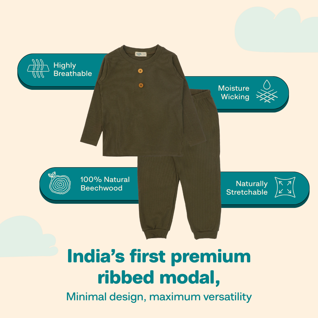 Matcha - Ribbed Modal Full Sleeve Top and Pant