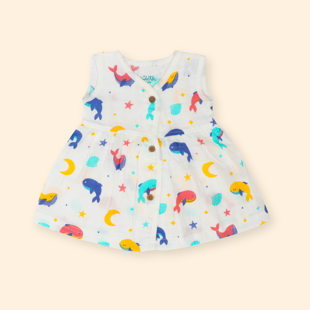 Juicy Fins - Muslin V neck Sleeveless Frock (Pack of 2)