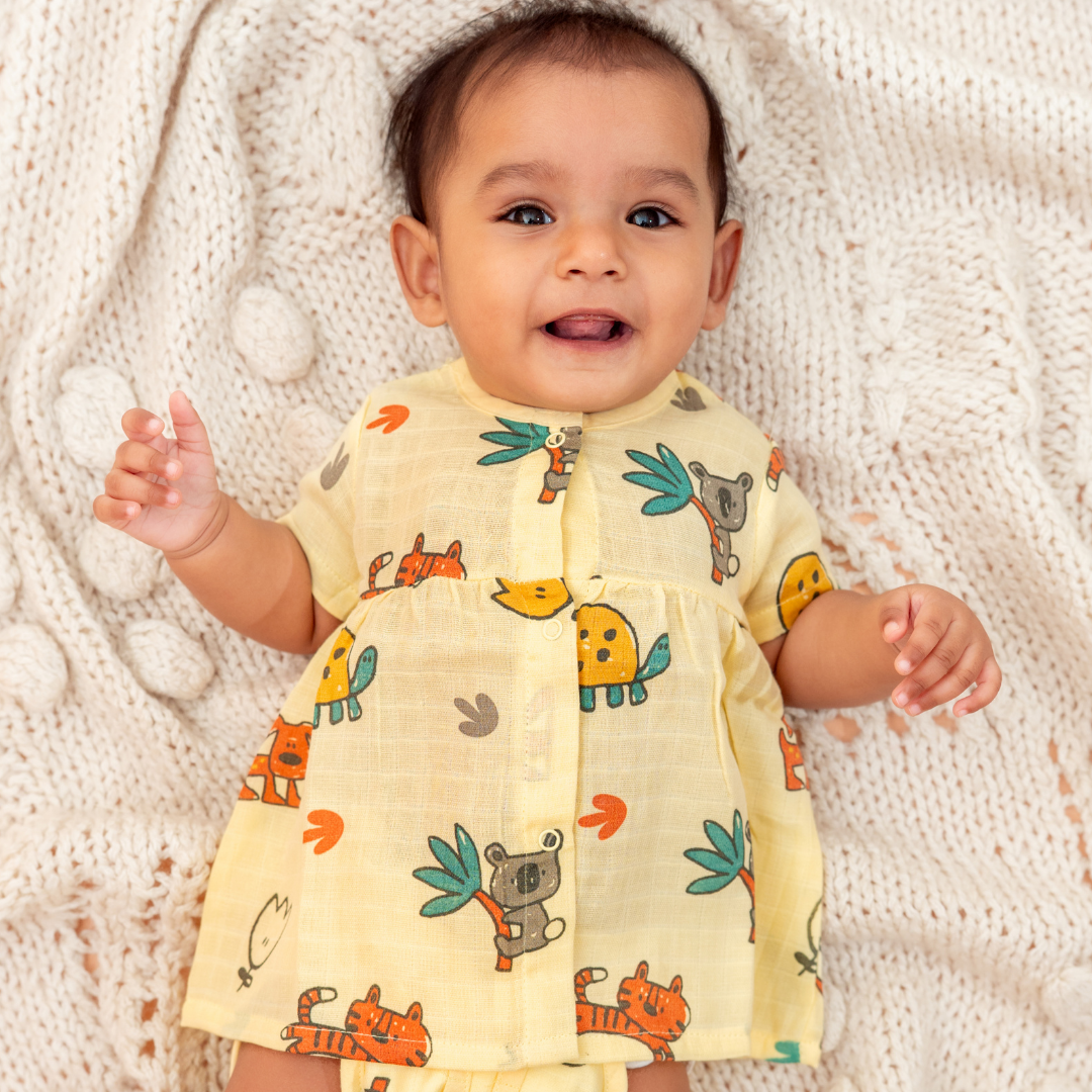 Flutter Tales - Muslin Button Frock - Pack of 2