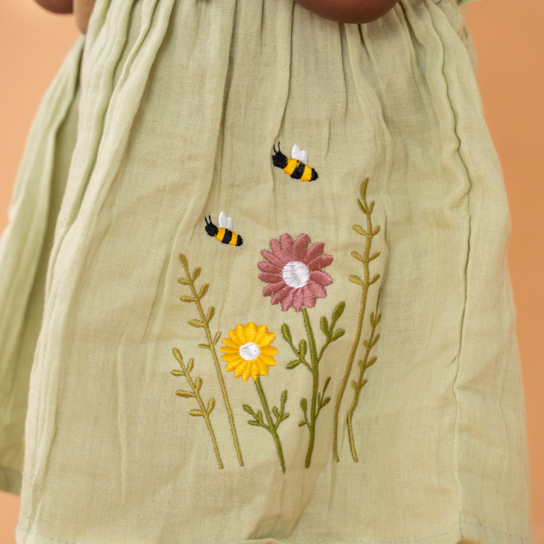 Peach Mist - Crinkled Muslin Frill Frock