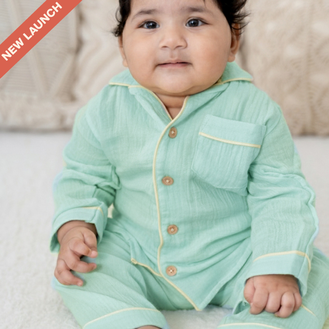 Little Sky -  Crinkled Muslin Sleepsuit